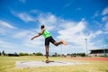 Male athlete throwing shot put ball Royalty Free Stock Photo