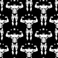 Male athletic body silhouettes seamless pattern