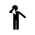 Male avatar coughing with tissue silhouette style icon vector design