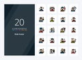 20 Male Avatar line Filled icon for presentation