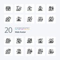 20 Male Avatar Line icon Pack like artist man soldier avatar teacher