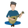 Male avatar playing a portuguese guitar