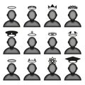 Male avatar profile icon set - head halos silhouette. Royalty Free Stock Photo