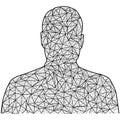 Male avatar profile portrait image with digital geometric polygon mesh. Anonyme identity portrait polygon triangle head.