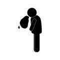 Male avatar vomiting silhouette style icon vector design Royalty Free Stock Photo