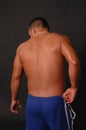 Male back in blue sweats Royalty Free Stock Photo