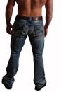 Male back in jeans isolated white