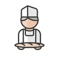 Male baker avatar. Man working in a bakery. Profile user, person. People icon. Vector illustration