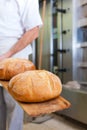 Male baker baking bread Royalty Free Stock Photo