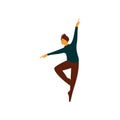 Male Ballet Dancer Performing Classical Ballet Dance Vector Illustration