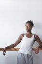 Male Ballet Dancer Relaxing At Bar