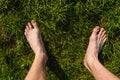 Male Bare Feet On The Meadow
