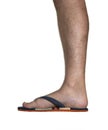 Male bare leg wearing flip flop