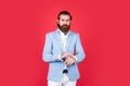 Male beauty standards. formal party dress code. old fashioned bearded hipster. hairdresser concept. brutal handsome man Royalty Free Stock Photo