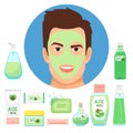 Male beauty treatments with organic aloe vera cosmetics