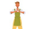 Male Beekeeper or Apiarist in Apron Showing Hand Heart Gesture and Smiling Vector Illustration Royalty Free Stock Photo