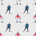 Male biathlete. Vector seamless pattern