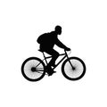 A male bicyclist riding a bicycle isolated against white background silhouette vector illustration. Man riding bicycle Royalty Free Stock Photo