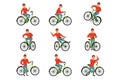 Male bicyclist riding on bike set, active lifestyle concept vector Illustrations on a white background