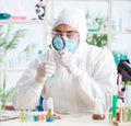 Male biochemist working in the lab on plants Royalty Free Stock Photo