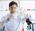 Male biochemist working in the lab on plants Royalty Free Stock Photo