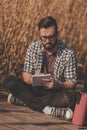 Scientist taking notes during field work Royalty Free Stock Photo