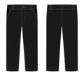 Male black pants. KIds trousers design template.