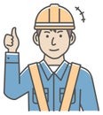 Male blue collar worker gesture illustration | thumb up, OK