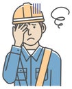 Male blue collar worker gesture illustration | trouble, depression