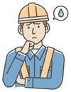 Male blue collar worker gesture illustration | upset, unhappy
