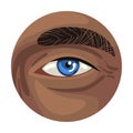 Male Blue Eye in the Circle, Part of Human Body Vector Illustration
