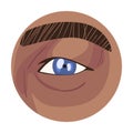 Male Blue Eye in the Circle, Part of Human Face Vector Illustration