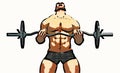 male body builder illustration - weight lifter