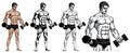 Male Bodybuilder Full Body with Dumbbell