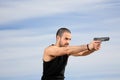 Male bodyguard with a gun Royalty Free Stock Photo