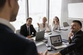 Male boss lead group training for company members Royalty Free Stock Photo