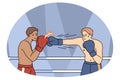 Boxers fight compete at squared ring Royalty Free Stock Photo