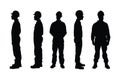 Male bricklayer silhouette collection. Construction workers wearing uniforms and standing silhouette bundles. Men bricklayers with Royalty Free Stock Photo