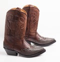 Male brown leather Texas boots Royalty Free Stock Photo