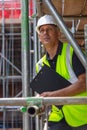 Construction Foreman Builder on Building Site With Clipboard Royalty Free Stock Photo