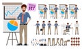 Male business character creation set showing business presentation Royalty Free Stock Photo