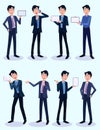 Male Business Character Vector Set. Creation Set body. Business Man Cartoon Character in stylish clothing. Illustration men. Royalty Free Stock Photo