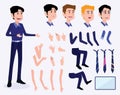 Male Business Character Vector Set. Creation Set body. Business Man Cartoon Character in stylish clothing. Illustration men. Royalty Free Stock Photo