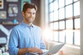 Male business executive using laptop Royalty Free Stock Photo