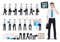 Male business person vector character creation set with business man talking on mobile phone Royalty Free Stock Photo