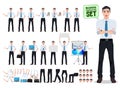 Male business person vector character creation set with office man talking