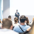 Male business speaker giving a talk at business conference event. Royalty Free Stock Photo