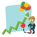 Male business zombie upping graph with ballon Royalty Free Stock Photo