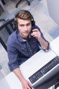 Male call centre operator doing his job top view Royalty Free Stock Photo