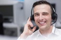 Male call centre operator doing his job Royalty Free Stock Photo